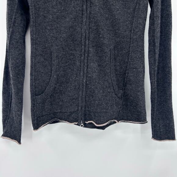 Banana Republic Cashmere Wool Zip Up Hoodie Gray Knit Sweater Jacket Womens XS - Picture 5 of 11